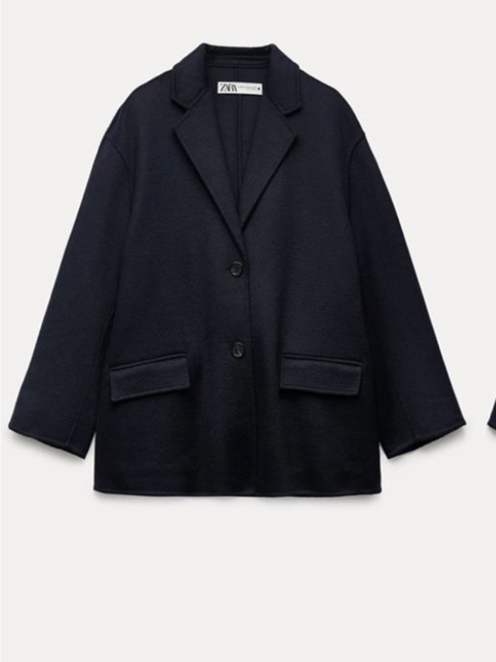 NWOT Zara Double Faced Wool Blend Navy Blazer